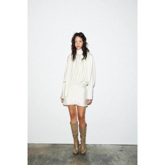 ZARA SATIN FOULARD SHORT DRESS - Picture 2 of 9